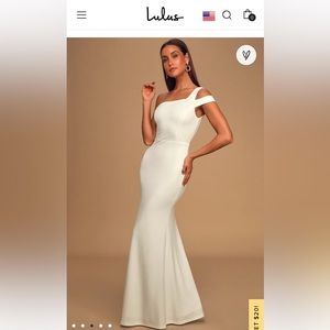 Lulu’s White One-Shoulder Mermaid Maxi Dress